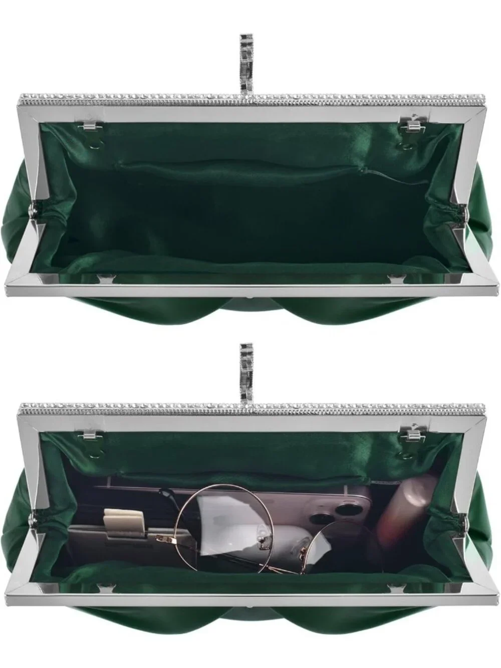 Women's Green Pu Leather Clutch Purse For Formal Evening Shoulder Party Bag